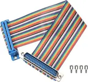 uxcell IDC Rainbow Wire Flat Ribbon Cable DB37 Male to DB37 Female 8 Inch Length 2.54mm Pitch Breadboard Jumper Wires for Electronic Projects