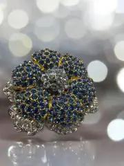 Camrose Kross Jaqueline Kennedy Blue Rhinestone Brooch