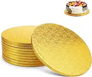 Didiseaon 10pcs Cake Tray Cake Decorating Rounds Board Display Bases Baking Accessories Cake Drum Cake Base Trays Golden Corrugated
