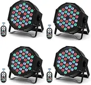 LED Par Lights DJ Stage Light RGB 36LEDs 72W with Sound Activated for Wedding Party Club Christmas Stage Lighting (4 Pcs)