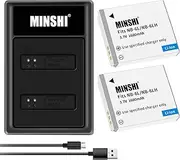 MINSHI NB-6L、NB-6LH(2 Pack) Batteries and Charger Kit Intended for CAN0N Replacement Battery PowerShot SX530 HS 【3.7V/1600mAh】 High Capacity High Efficiency Compatible Camera Battery MSAU 2024GV