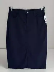 JEN7 by 7 for All Mankind Sculping Panel Front Split Pencil BLACK Skirt 12 NEW