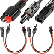 Xiatiaosann Solar Panel Cable Kit with 45A Connector, 10AWG Male and Female to 45A Solar Panel Extension Cable for RV, Renogy Portable Solar Generator Power Station (2 Pack, 60cm/23.6inch)
