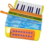 20-Key 16-bass Accordion ABS with Buckle Lightweight Button Accordion Hand-Eye Coordination Stage Performance Musical Instrument for Beginners Yellow