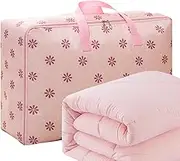 Quilt Storage Bags with Zipper - Blankets Organizer,Waterproof Foldable Zippered Handbags for Space-Saving Storage Dorm Clothes Blankets Sheets Comforters Bedding
