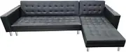 Corner Sofa Lounge Couch Bed Modular Furniture Home Faux Leather Chaise Black