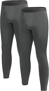[BAMBOO COOL] Men's Thermal Underwear Long Johns Pants with Soft Lined Performance Base Layer Bottoms for Cold Weather 2 Pack