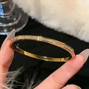 Rhinestone / Metallic Bangle Star - Gold - One Size