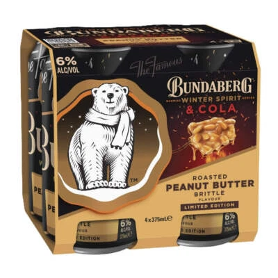 Bundaberg Peanut Butter Brittle Flavoured 6% 4pk 375ml