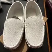 Moceen Toddler Boys Loafer, Dress Shoe, Size 12 1/2 WHITE , New