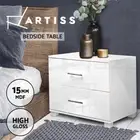 Artiss Bedside Table Drawers Gloss Side End Table Storage Nightstand White