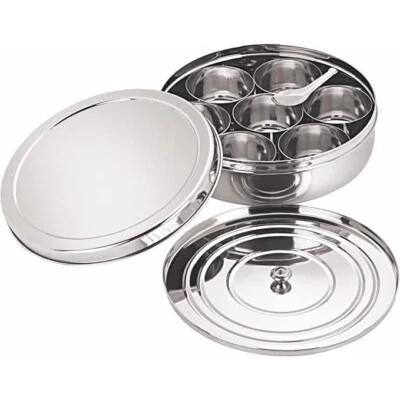 Neelam Stainless Steel Spice Box Masala Dabba Kitchen Storage Organize Spices