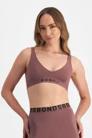 [Bonds] Bonds Women's Chafe Off Crop Bra in Rust Daze Size: 22, Moisture-Wicking 22 Rust Daze