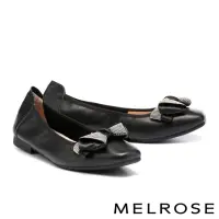 在飛比找momo購物網優惠-【MELROSE】美樂斯 氣質全真皮方頭Q軟娃娃低跟鞋(黑)