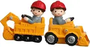 Yardwe 2Pcs Excavator and Bulldozer Cake Toppers Adorable Birthday Cake Decor Fun Engineering Vehicle Models for Cake Crafts and Celebrations