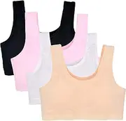 [VeaRin] Girl's Seamless Foam Bra Cotton Crop Bralette Camisole Pack of 4