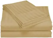 100% Egyptian Cotton 600-TC King Deep Pocket Sheet Set Beige Stripe