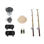 1/12 Dollhouse Fishing Tool Keg Beer Bottles Mini Accessories for Age 3 4 6