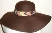 MISSONI FOR TARGET WOOL FELT BROWN FLOPPY HAT ZIG ZAG BAND RARE!!!