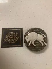 Raku Potteryworks Raku Medallion - Bison