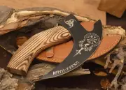 Viking Pizza Cutter Axe Handmade Carbon Steel Custom Hatchet Tomahawk Hand.