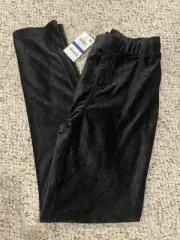 Girls Black Stretch Pants-Black Velvet Sparkle (XL)