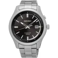 在飛比找momo購物網優惠-【SEIKO】Kinetic 紳士典雅人動電能腕錶(黑面/5