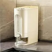 Winklestar Rice Dispenser 22L Large Capacity, Rice Container with Measuring Cup & Time Tracker, Cream White Rice Storage, Transparent Window Anti-Pest Design for Kitchen Storage