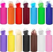 14 Colors Tulle Rolls 6” by 25 Yards (75 Feet) Rainbow Tulle Netting Fabric Spool for DIY Tutu Skirt Gift Bow Craft Wedding Party Decorations