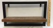 Shelf Wooden w/ Metal Frame Bracket Industrial Primitive Distressed Wood 18"