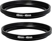 (2 Pcs) 43-46MM Step-Up Ring Adapter, 43mm to 46mm Step Up Filter Ring, 43mm Male 46mm Female Stepping Up Ring for DSLR Camera Lens and ND UV CPL Infrared Filters