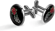 [Generic] Men's Cufflinks, Skeleton Hand with Rose Cuff Links for Men, Classic Cufflinks Black for Suit Shirt Wedding Business Birthday Jewelry Gift