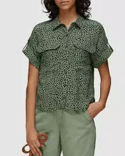 $346 Whistles Women's Green Short Sleeve Button-Up Top Shirt Blouse Size 4