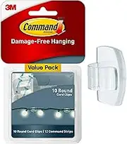 Command Round Cord Clips, Clear, 10-Clip, 4-Pack (40 Clips Total)