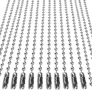 [Mandalahuang] 10pcs Nickel Plated Ball Chain Necklace 24 Inches Long 2.4mm Bead Size # 3 Adjustable Antiqued Metal Bead Steel Chain Matching Connectors Jewelry Findings