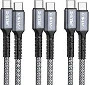 GHNTJAP USB C Cable 1M, 3 Pack, USBC to USBC PD 60W Fast Charging Type C Charger Cable for iPhone 16 Pro Max, Galaxy S25 Ultra, MacBook, iPad Pro - Grey