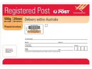 Domestic Letter with Tracking Registered Post Prepaid Envelope Large B4 10 PACK