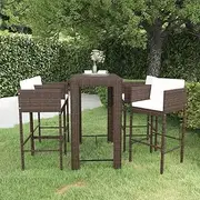 Patio Furniture Sets 5 Piece Garden Bar Set with Cushions Poly Rattan Brown