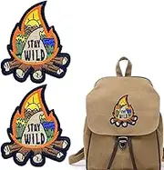 2 PCS Stay Wild Morale Patch, Military Tactical Patch Hook and Loop Patch Sew on Iron on Patch DIY Accessories for Backpacks Clothes Hat Jeans