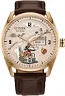 Citizen Men's Eco-Drive Hometown Mickey Mouse, Brown Leather Strap, Gold-Tone St
