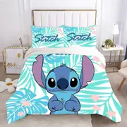 a1724 Stitch Bedding Duvet Cover, Anime Bedding Sets, 3D Printed Lightweight 3 Pieces Comforter Cover Sets with 1 Duvet Cover and 2 Pillow Pillowcases