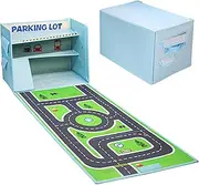 Livememory Toy Car Garage Box - Toy Car Storage Toy Car Box for Boys with Car Rug Play Mat (Not Included Cars)