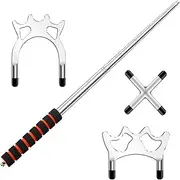 Retractable Billiards Cue Stick Bridge with 3 Pieces Removable Brass Bridge Head, Billiards Pool Cue Accessory for Pool Table Pool Cue Snooker Pool Bridge Stick Pool Table Accessories