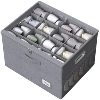 Shoe Organizer for Closet,Large Shoe Box Storage Containers 19.7x15.7x13 Grey