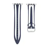 For Apple Watch Series 42mm Fashion Double Stripes Pattern Silicone Watch Strap (Navy Blue+White)