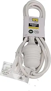 HPM Household Duty Piggy Back Extension Lead White 4m
