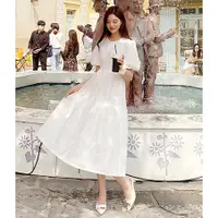 在飛比找蝦皮商城精選優惠-氣質緊身洋裝夏2020新款花邊收腰白色洋裝 長洋裝 連身裙 