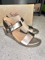 Sofft Vaya Wedge Sandals Shoes Womens Sz 11 M Gold NEW