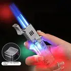 Unique Quad Jet Windproof Lighter Cool LED Lighting Cigar Torch & Holder
