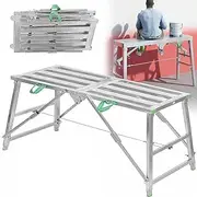 Stepladders Scaffolding Platform Multipurpose Steel Scaffold Ladder, Portable Folding Work Platform, Folding Aluminium Ladder, Heavy Duty Portable Drywall Bench with Non-Slip Feet (Size : 160cm)